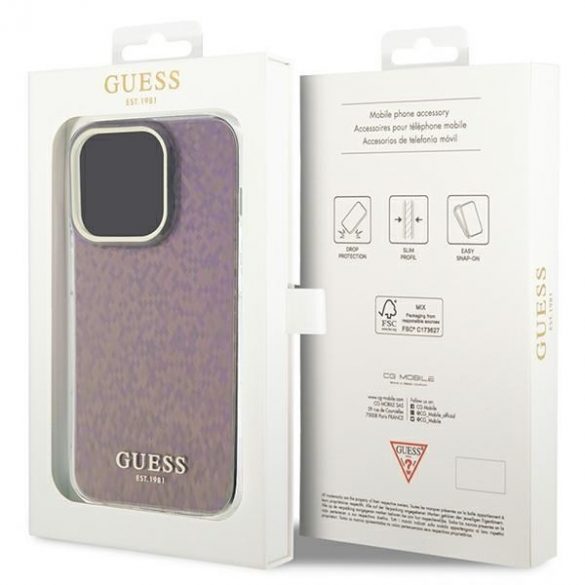 Guess GUHCP15LHDECMP iPhone 15 Pro 6.1 roz/roz hard Husă IML Faceted Mirror Disco Iridescent"