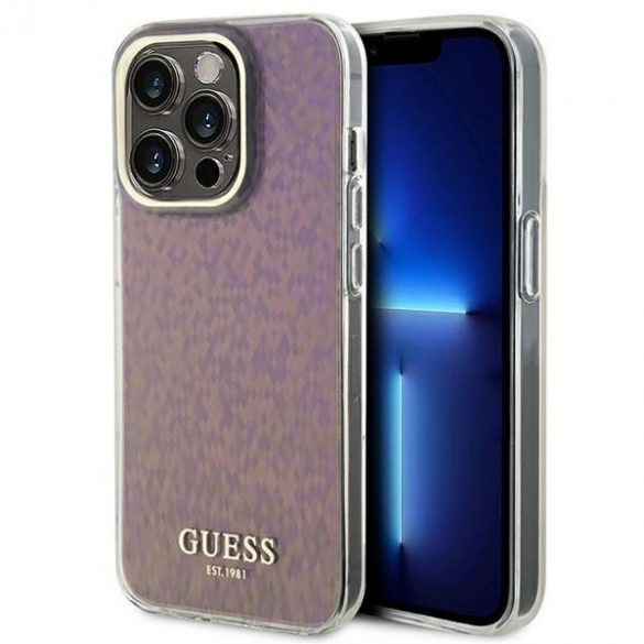 Guess GUHCP15XHDECMP iPhone 15 Pro Max 6.7 rożowy/roz husă rigidă IML cu oglindă fațetată Disco Iridescent"