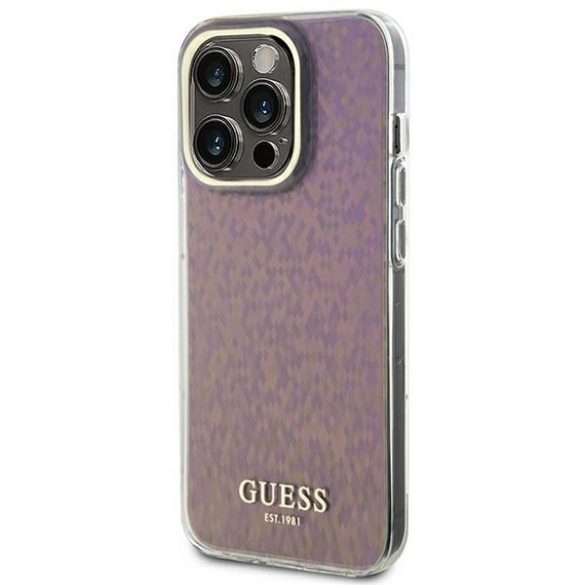 Guess GUHCP15XHDECMP iPhone 15 Pro Max 6.7 rożowy/roz husă rigidă IML cu oglindă fațetată Disco Iridescent"