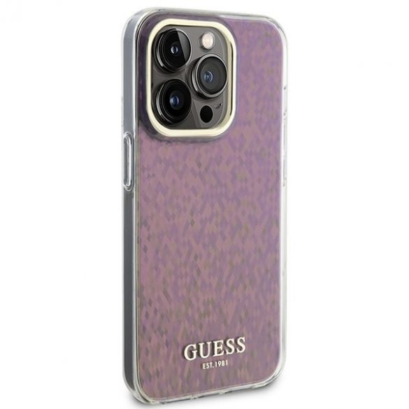 Guess GUHCP15XHDECMP iPhone 15 Pro Max 6.7 rożowy/roz husă rigidă IML cu oglindă fațetată Disco Iridescent"