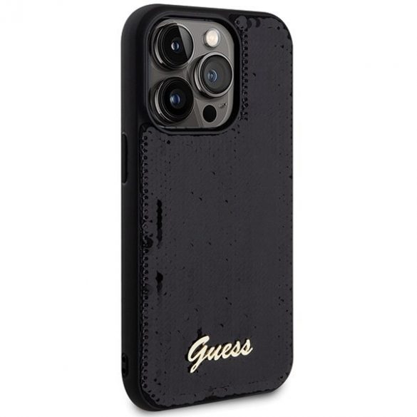 Guess GUHCP13LPSFDGSK iPhone 13 Pro / 13 6.1 carcasă rigidă/neagră Sequin Script Metal"