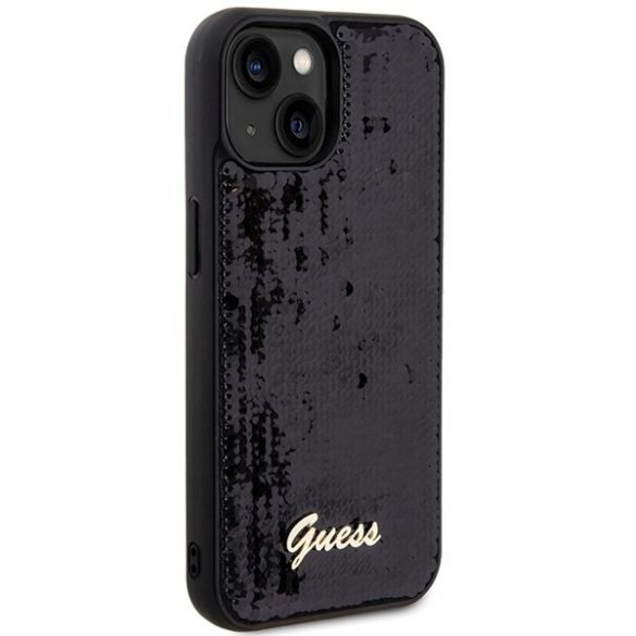 Guess GUHCP14SPSFDGSK iPhone 14 / 15 / 13 6.1 carcasă rigidă/neagră Sequin Script Metal"