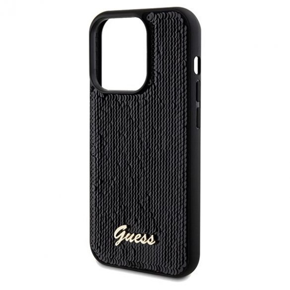 Guess GUHCP14LPSFDGSK iPhone 14 Pro 6.1 carcasă rigidă/neagră Sequin Script Metal