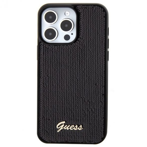 Guess GUHCP15LPSFDGSK iPhone 15 Pro 6.1 carcasă rigidă/neagră Sequin Script Metal"