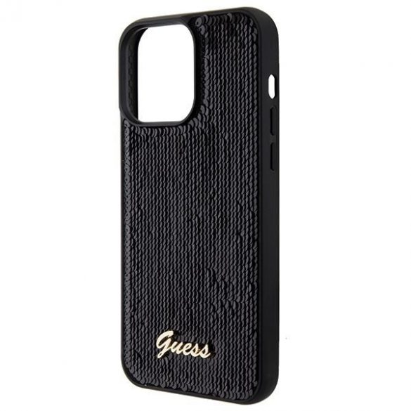 Guess GUHCP15LPSFDGSK iPhone 15 Pro 6.1 carcasă rigidă/neagră Sequin Script Metal"