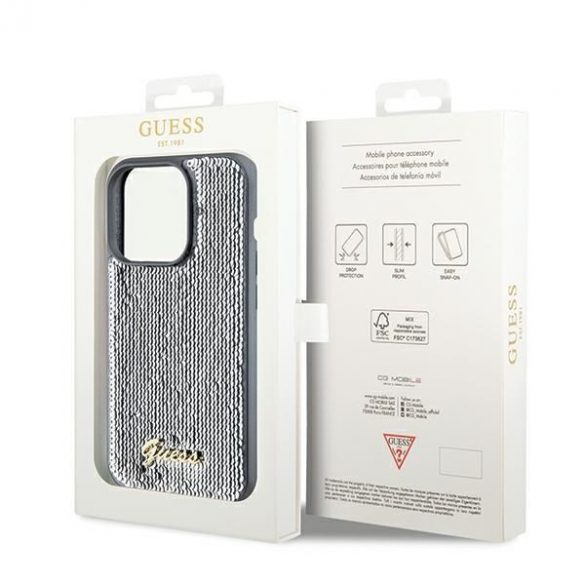 Guess GUHCP14LPSFDGSS iPhone 14 Pro 6.1 srebrny/argintiu hardcase Sequin Script Metal"