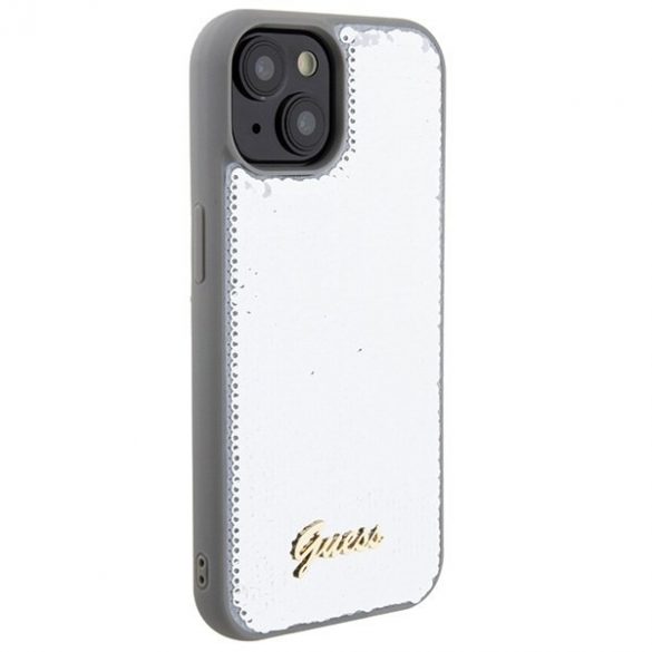 Guess GUHCP15SPSFDGSS iPhone 15 / 14 / 13 6.1" srebrny/argintiu hardcase Sequin Script Metal