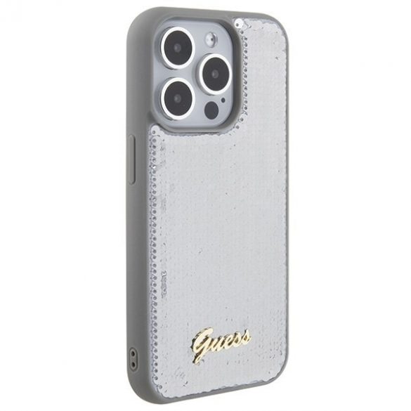 Guess GUHCP15LPSFDGSS iPhone 15 Pro 6.1 srebrny/argintiu hardcase Sequin Script Metal"