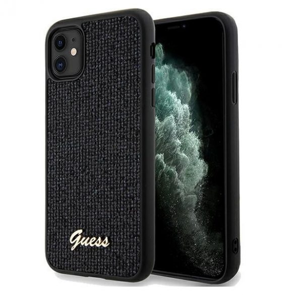 Guess GUHCN61PMSDGSK iPhone 11 / Xr 6.1 carcasă rigidă/neagră Disco Metal Script"