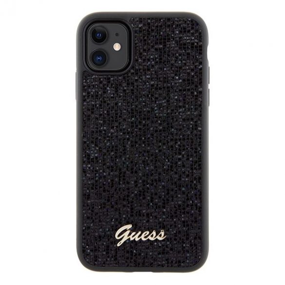 Guess GUHCN61PMSDGSK iPhone 11 / Xr 6.1 carcasă rigidă/neagră Disco Metal Script"