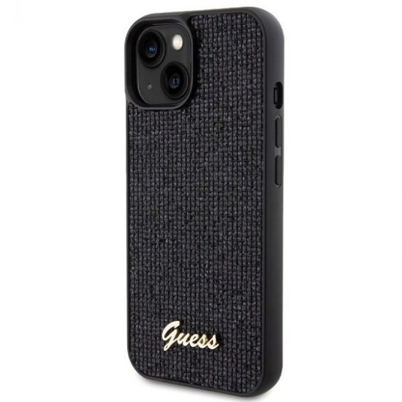 Guess GUHCP15SPMSDGSK iPhone 15 / 14 / 13 6.1" carcasa rigidă/neagră Disco Metal Script