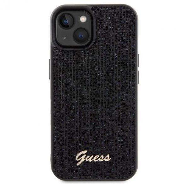 Guess GUHCP15SPMSDGSK iPhone 15 / 14 / 13 6.1" carcasa rigidă/neagră Disco Metal Script