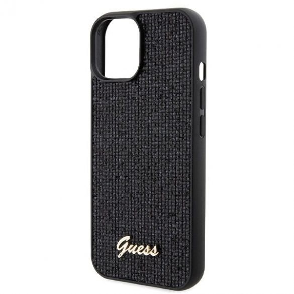 Guess GUHCP15SPMSDGSK iPhone 15 / 14 / 13 6.1" carcasa rigidă/neagră Disco Metal Script