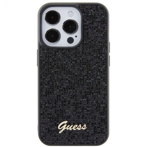 Guess GUHCP15LPMSDGSK iPhone 15 Pro 6.1 carcasă rigidă/neagră Disco Metal Script"