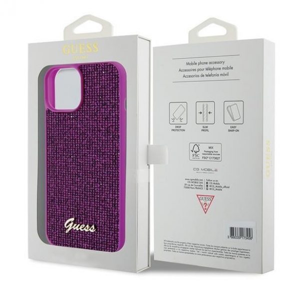 Guess GUHCP15SPMSDGSF iPhone 15 / 14 / 13 6.1" fuksja/fuschia hardcase Disco Metal Script