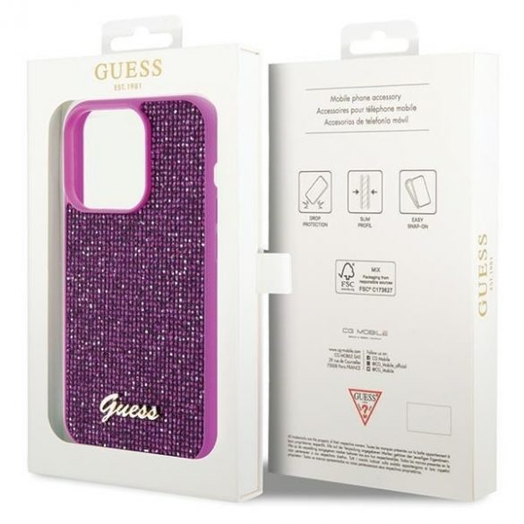 Guess GUHCP15LPMSDGSF iPhone 15 Pro 6.1 fuksja/fuschia hardcase Disco Metal Script"