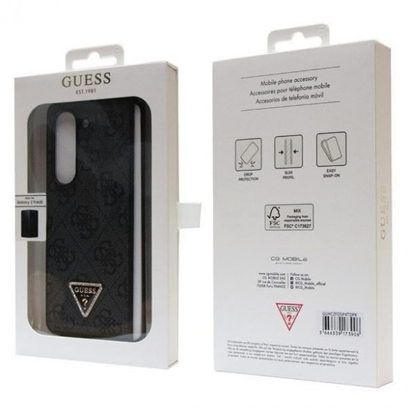 Guess GUHCZFD5P4TDPK F946 Z Fold5 carcasă rigidă/neagră din piele 4G Diamond Triangle