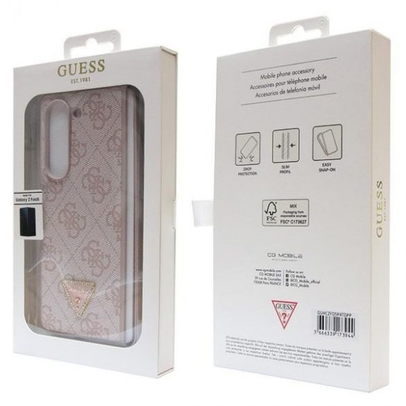 Guess GUHCZFD5P4TDPP F946 Z Fold5 rożowy/roz Hardcase Piele 4G Triunghi Strass