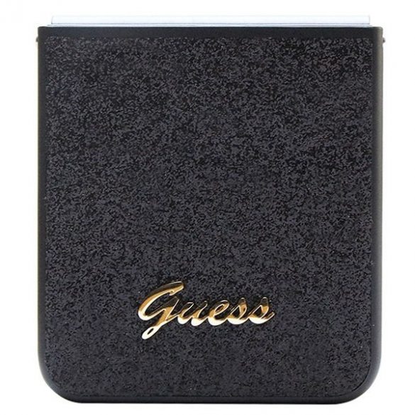 Guess GUHCZF5HGGSHK F731 Z Flip5 carcasă rigidă neagră/negru Glitter Script