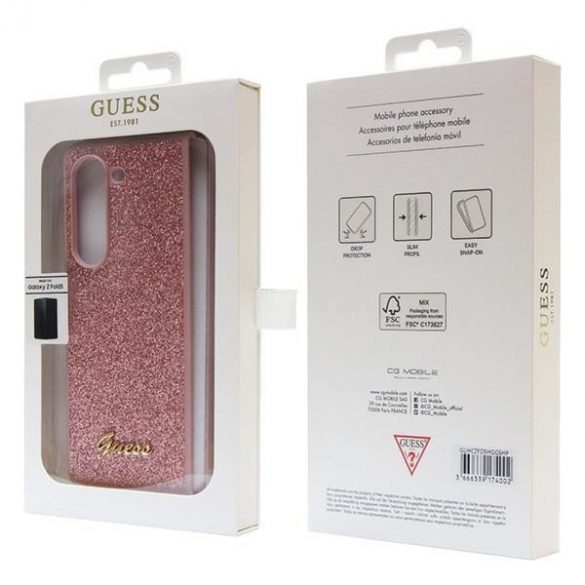 Guess GUHCZFD5HGGSHP F946 Z Fold5 rożowy/roz hardcase Glitter Script