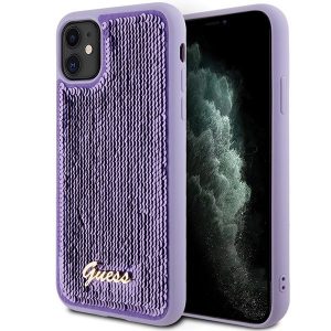 Guess GUHCN61PSFDGSU iPhone 11 / Xr 6.1 husă rigidă violet/violet Sequin Script Metal"