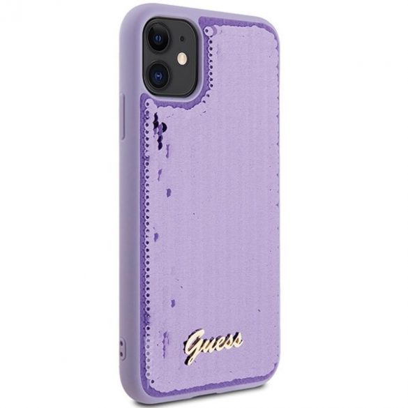 Guess GUHCN61PSFDGSU iPhone 11 / Xr 6.1 husă rigidă violet/violet Sequin Script Metal"