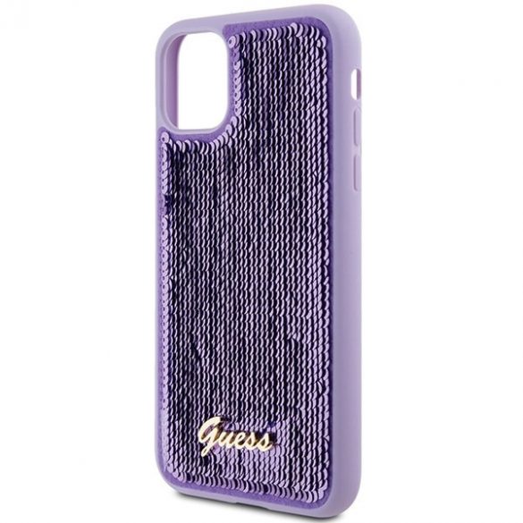 Guess GUHCN61PSFDGSU iPhone 11 / Xr 6.1 husă rigidă violet/violet Sequin Script Metal"