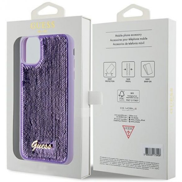 Guess GUHCN61PSFDGSU iPhone 11 / Xr 6.1 husă rigidă violet/violet Sequin Script Metal"