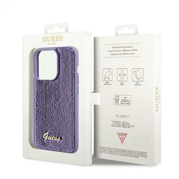 Guess GUHCP13LPSFDGSUiPhone 13 Pro / 13 6.1 fioletowy/violet hardcase Sequin Script Metal"