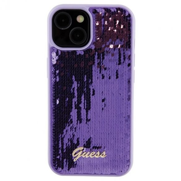 Guess GUHCP15SPSFDGSU iPhone 15 / 14 / 13 6.1" fioletowy/violet hardcase Sequin Script Metal