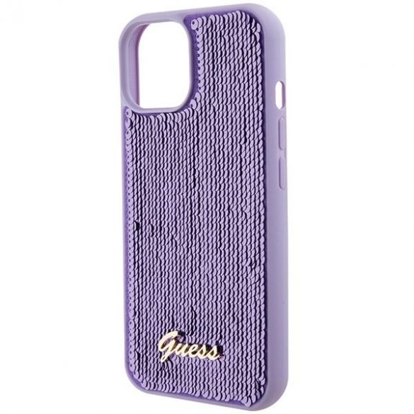 Guess GUHCP15SPSFDGSU iPhone 15 / 14 / 13 6.1" fioletowy/violet hardcase Sequin Script Metal