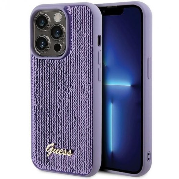 Guess GUHCP15LPSFDGSU iPhone 15 Pro 6.1 husă rigidă fioletowy/violet Sequin Script Metal"