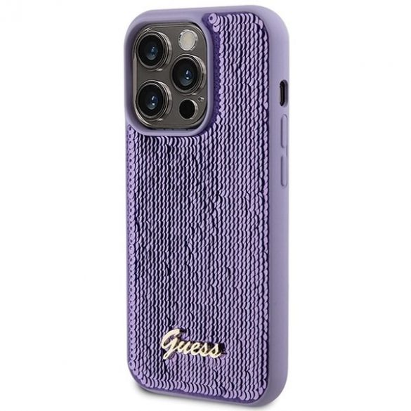 Guess GUHCP15LPSFDGSU iPhone 15 Pro 6.1 husă rigidă fioletowy/violet Sequin Script Metal"