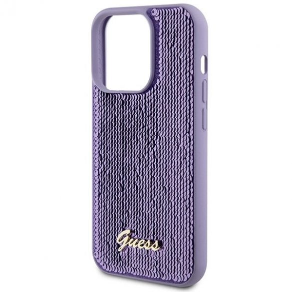 Guess GUHCP15LPSFDGSU iPhone 15 Pro 6.1 husă rigidă fioletowy/violet Sequin Script Metal"