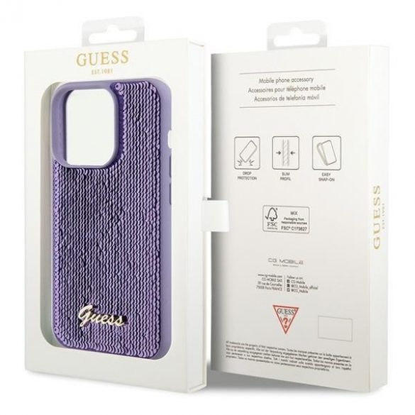 Guess GUHCP15XPSFDGSU iPhone 15 Pro Max 6.7 fioletowy/violet hardcase Sequin Script Metal"