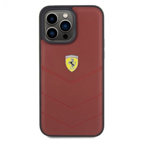 Carcasă rigidă Ferrari FEHCP15XRDUR iPhone 15 Pro Max 6.7, culoare roșie/roșie, linii cusute din piele"