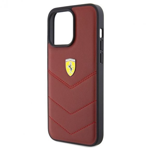 Carcasă rigidă Ferrari FEHCP15XRDUR iPhone 15 Pro Max 6.7, culoare roșie/roșie, linii cusute din piele"