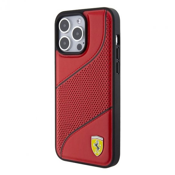 Carcasă rigidă Ferrari FEHCP15LPWAR pentru iPhone 15 Pro 6.1, roșu/czerwony, Perforated Waves Metal Logo"