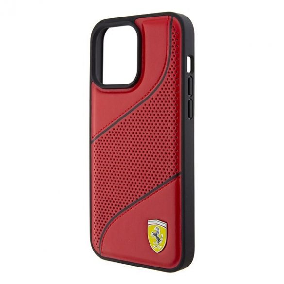 Carcasă rigidă Ferrari FEHCP15LPWAR pentru iPhone 15 Pro 6.1, roșu/czerwony, Perforated Waves Metal Logo"