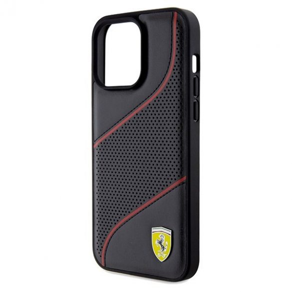 Carcasă rigidă Ferrari FEHCP15XPWAK iPhone 15 Pro Max 6.7, negru/czarny, Perforated Waves Metal Logo"