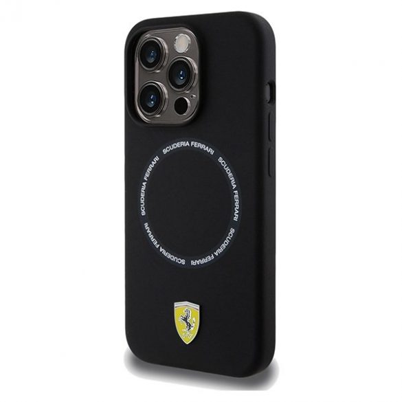 Ferrari FEHMP15XSBAK iPhone 15 Pro Max 6.7 carcasă rigidă neagră Printed Ring MagSafe"