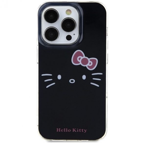 Hello Kitty HKHCP15LHKHLK iPhone 15 Pro 6.1 carcasă rigidă neagră IML Kitty Face"