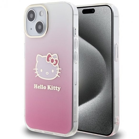 Hello Kitty HKHCP15SHDGKEP iPhone 15 / 14 / 13 6.1 rożowy/roz husă rigidă IML Gradient Electrop Kitty Head"