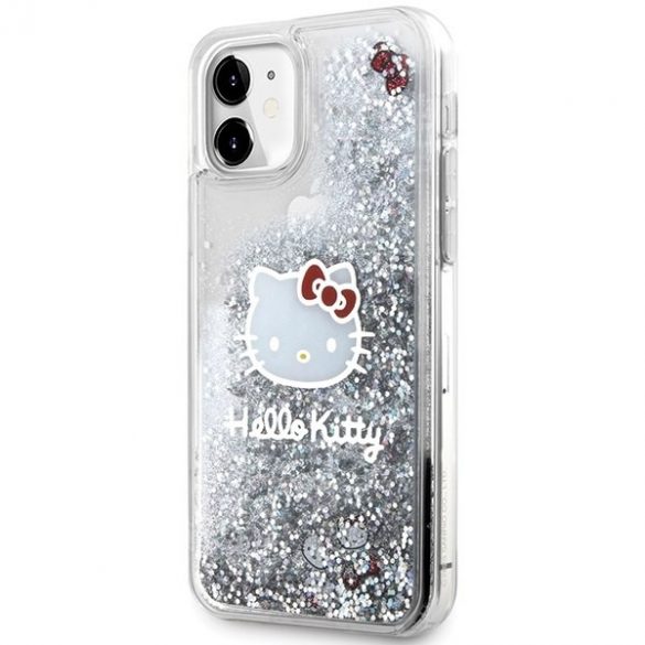 Hello Kitty HKHCN61LIKHET iPhone 11 / Xr 6.1 srebrny/argintiu Hardcase Liquid Glitter Charms Kitty Head"