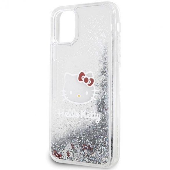 Hello Kitty HKHCN61LIKHET iPhone 11 / Xr 6.1 srebrny/argintiu Hardcase Liquid Glitter Charms Kitty Head"