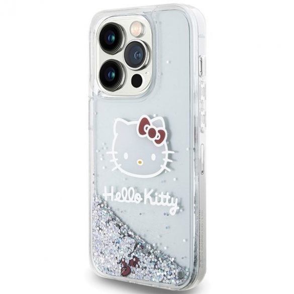 Hello Kitty HKHCP13LLIKHET Husă rigidă pentru iPhone 13 Pro / 13 6.1 srebrny/argintiu Liquid Glitter Charms Kitty Head"