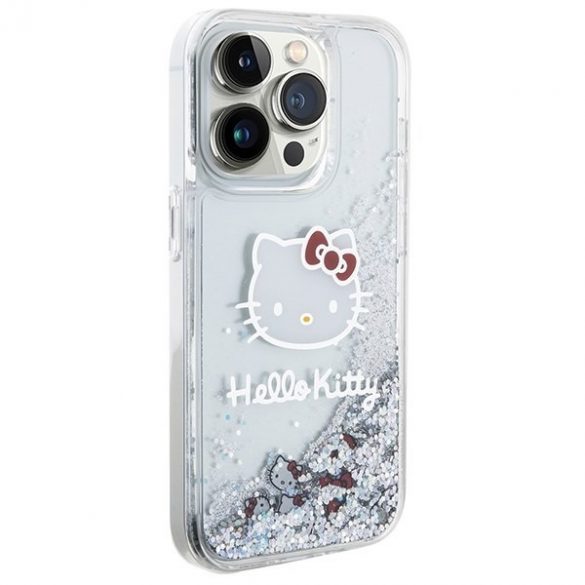 Hello Kitty HKHCP13LLIKHET Husă rigidă pentru iPhone 13 Pro / 13 6.1 srebrny/argintiu Liquid Glitter Charms Kitty Head"