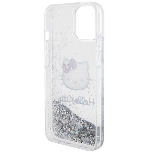 Hello Kitty HKHCP14SLIKHET iPhone 14 / 15 / 13 6.1 srebrny/silver hard Husă Liquid Glitter Charms Kitty Head"