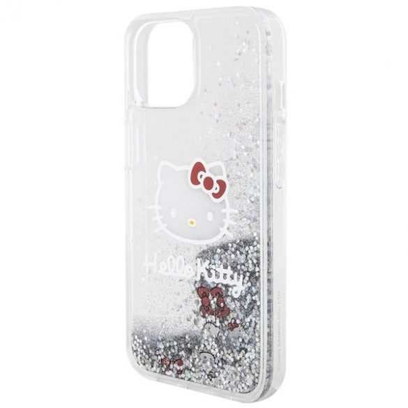 Hello Kitty HKHCP14SLIKHET iPhone 14 / 15 / 13 6.1 srebrny/silver hard Husă Liquid Glitter Charms Kitty Head"