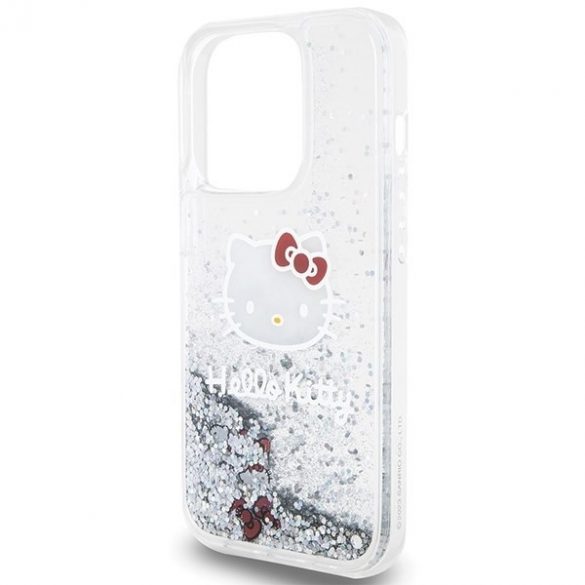 Hello Kitty HKHCP15LLIKHET iPhone 15 Pro 6.1 husă rigidă srebrny/argintie Liquid Glitter Charms Kitty Head"